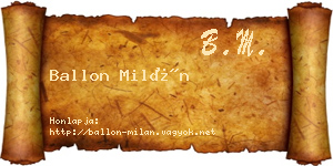 Ballon Milán névjegykártya